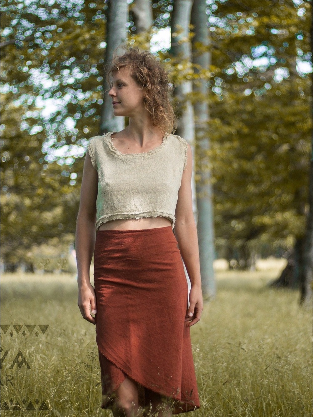 Women’s Wrap skirt  in Rust - 100% cotton.